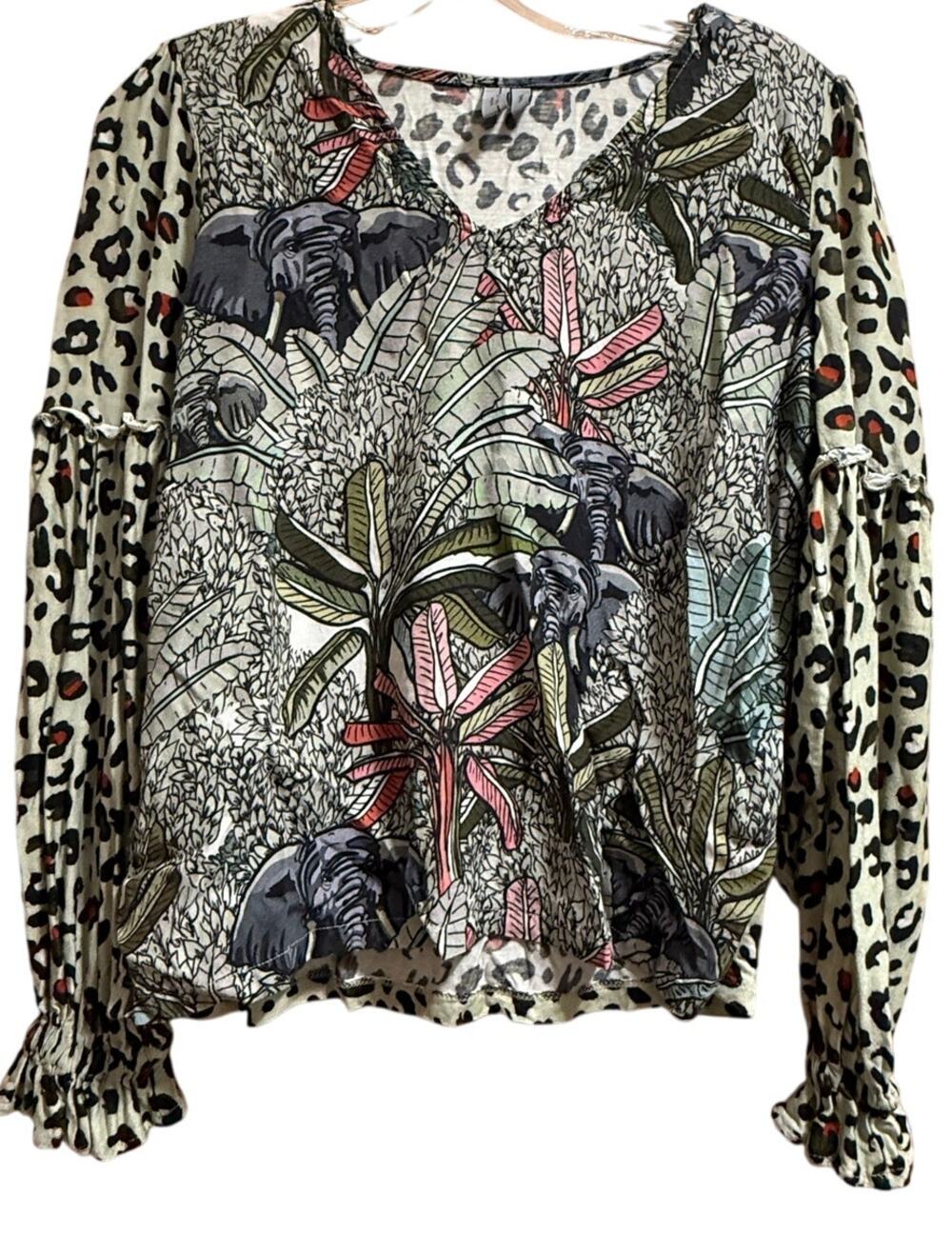 Blank London Long Sleeve Animal Print Blouse - Size Small - Anthropologie